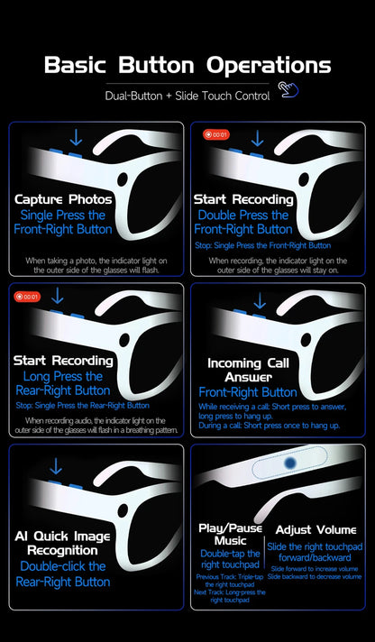 800W Pixel 4K HD Camera Smart Glasses AI Translation Video Recording Photo Music Play Voice Call Sunglasses Men Women Mototcycle