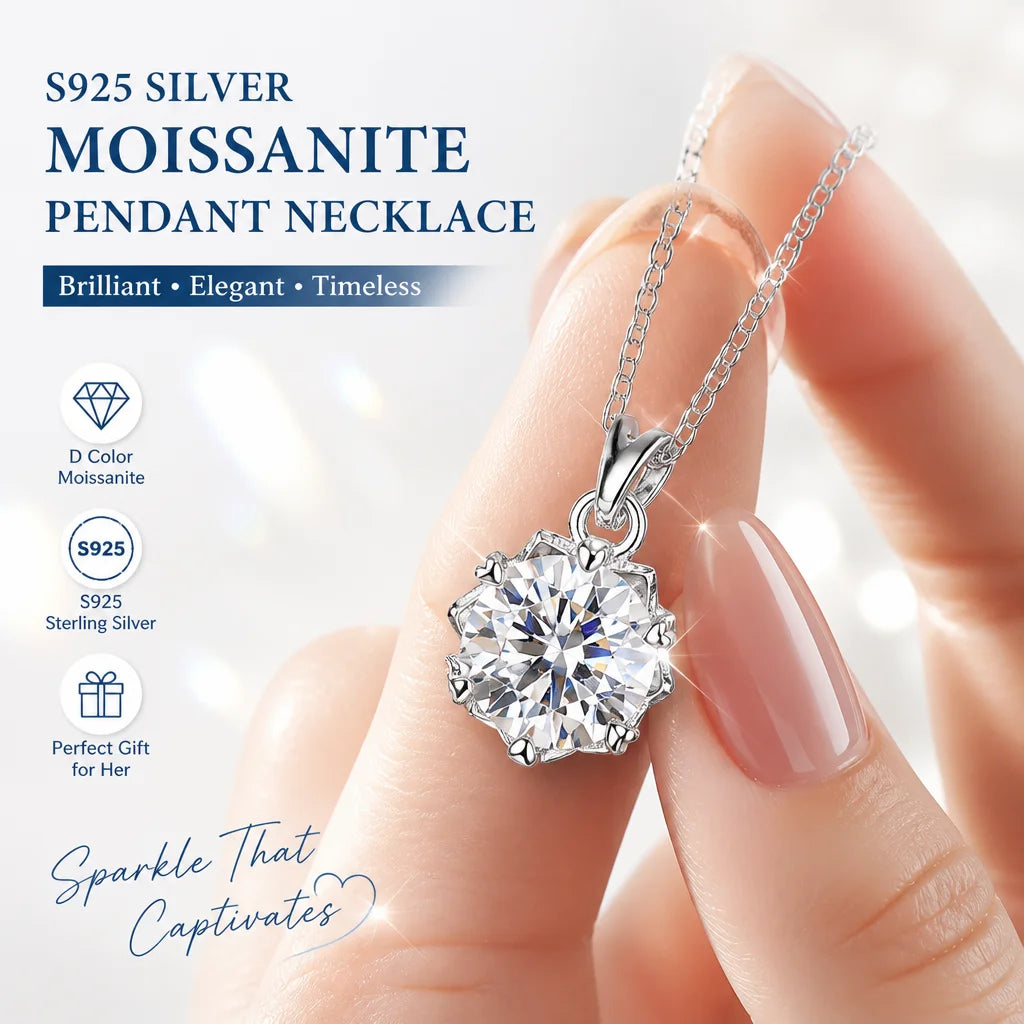 0.5ct-1.0ct VVS1 D Color Moissanite Necklace 925 Soild Sterling Sliver Chain with Certificate Fine Jewelry for Woman Jewelry