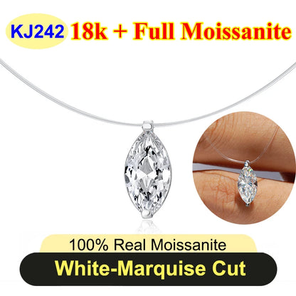 0.5ct-5ct Classic Fish Line Full Moissanite Necklace For Women S925 Silver Plated 18k D Color VVS1 Women's Moissanite Chain Gift