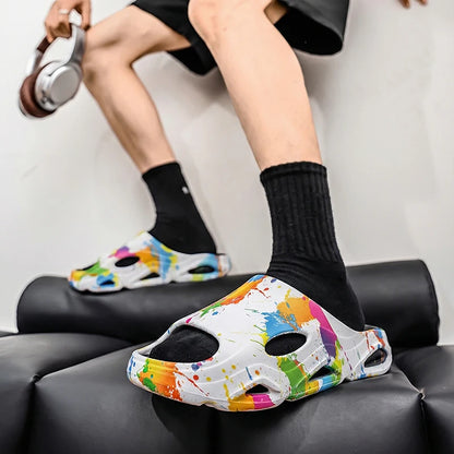 Summer New Men's Women's Light Platform Massage Slippers Unisex Couple Sandals Beach Casual Slides Shoes Soft Sole Flip-flops