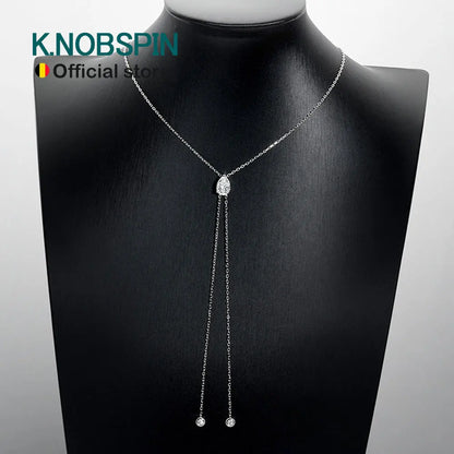 KNOBSPIN Moissanite Necklaces Pear Cut Pendant 1/2/3 ct GRA Certified Lab Diamond Girl Gift s925 Sterling Silver Dainty Necklace