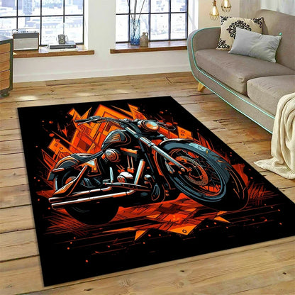 Motocross Modern retro Motorcycle Carpet Rug for Bedroom Living Room Home Sofa Decoration,Children Game Large Decor Floor Mat