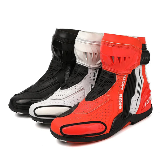 otorcycle Riding Shoes – Breathable Short Boots with Protective Heel for Summer Racing & Off-Road Riding