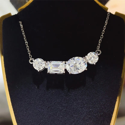 Serenity 5cttw D Color Moissanite Pendant Necklace for Women 100% S925 Sterling Silver Plated 18K Lab Diamond Neck Chain Jewelry