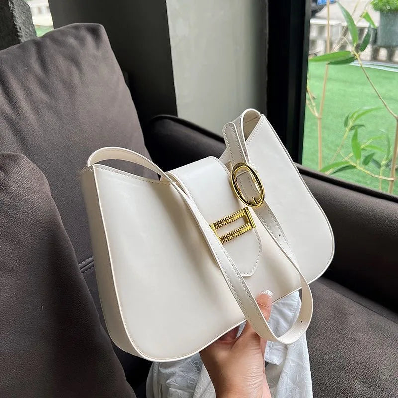 Women Bag Luxury Designer Clutch Handbags Solid Color Leather Underarm Shoulder Bag Casual Female Luxury Hobos Bags White Black