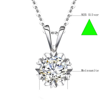 14K Gold Filled GRA Certificate 1-3ct Moissanite Snowflake Pendant 925 Silver Solitaire Necklace For Her Everyday Wear Jewellry