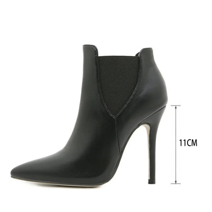 Aneikeh Sexy Elastic Band Stiletto High Heels Punk Style Pointed Toe Women Ankle Boots Shoes Autumn Winter Booties