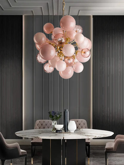 Dreamy Pink Glass Bubble Pendant Lights LED Home Decor Ceiling Lamp Indoor Hanging Lighting Fixture for Living Room