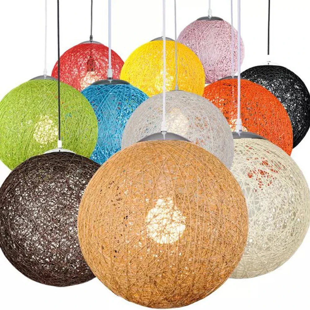 Nordic Hand-woven Rattan Pendant Lights Ceiling Chandelier Modern Hanging Lamps Restaurant Living Room Kitchen Lighting Fixtures