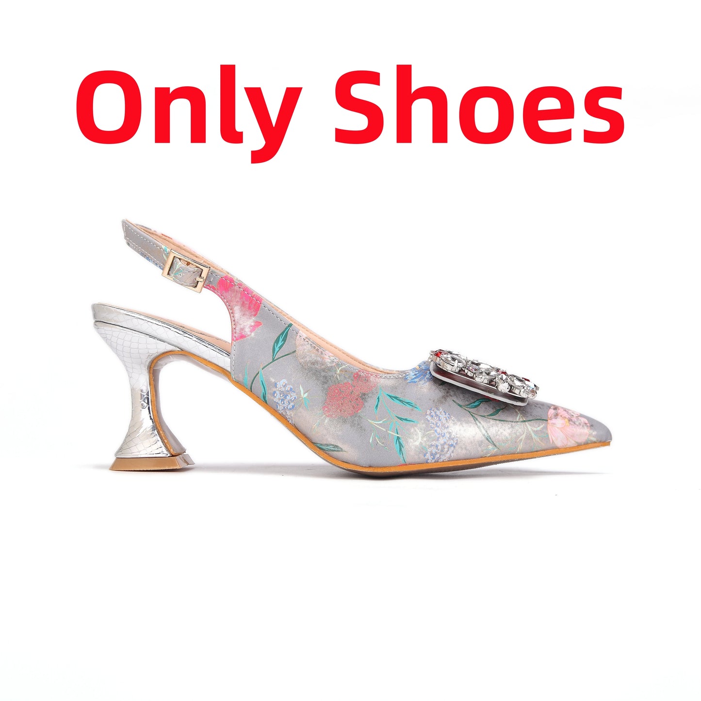 Newest Green Color Print Design High Heels Decorated with Water Rhinestone Party Women's Shoes and Bags Set