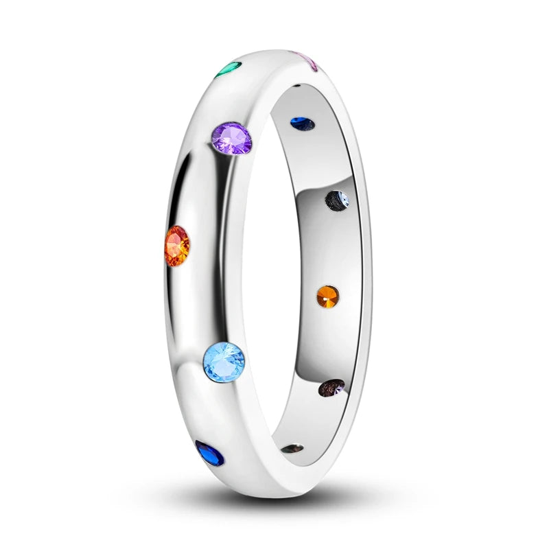 LAZA 925 Sterling Silver Colorful Rings Sparking Zirconium Bowknot Moon Sun Original Ring For Women Anniversary Wedding Gifts