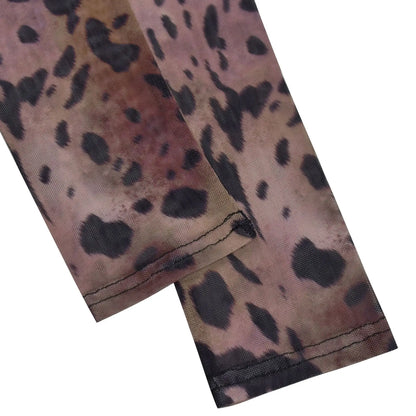 Sexy Bodycon Jumpsuits Women Clothes Leopard Mesh Print Semi Perspective Jump Suit Long Sleeve Bodysuit Nightclub Club Clothes