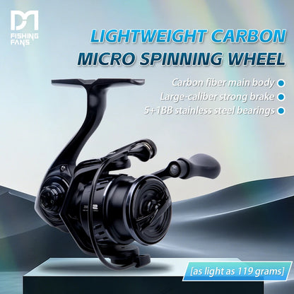 FISHINGFANS Micro Spinning Reel 800 1000 1500 2000 2500 Series Metal Wire Cup Ultra Light Carbon Fishing Reel