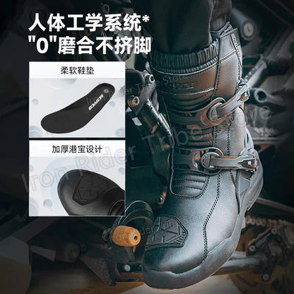 Men's Enduro Motocross Rally Boots, Waterproof TPU Leather Motorcycle Protective Boots, Anti-slip High  Off-Road Riding Shoes