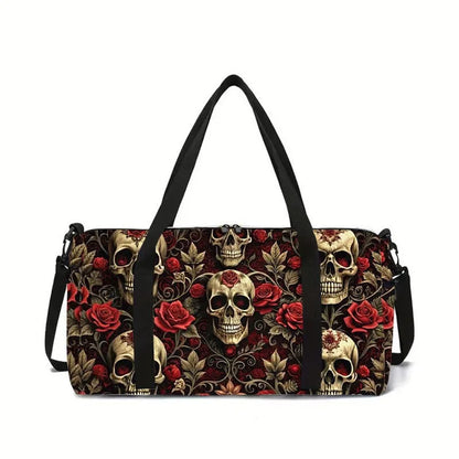 Luxury Novelty Cool skeleton 3D Printed Large Capacity Travel Bags Barrel Shape Crossbody Bag Outdoor Sports Bags Gym Yoga Bag