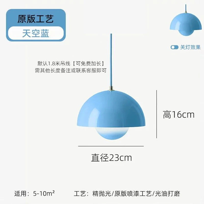 Nordic Minimalist 23cm Pendant Lights Modern Restaurant LED Chandelier E27 Bedroom Study Kitchen Island Home Decoration Gloss
