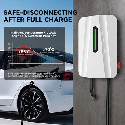 JDMEX 7KW EV Charging Station Type1 Type2 GBT 32A 1Phase Electric Vehicle Charger IP55 5M EVSE LED Wallbox Charger With Holder