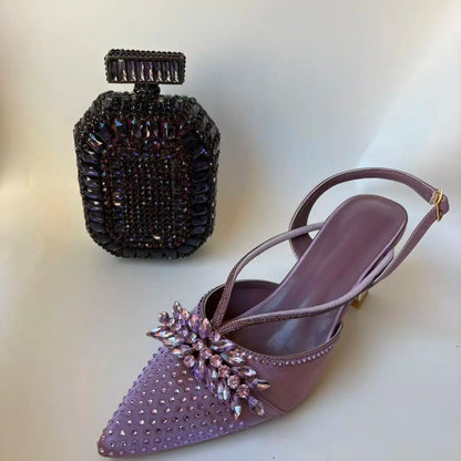 Insightlink Elegant Italian Design Pink Butterfly Shoes and Bag Set for Women - Perfect for Parties and Weddings