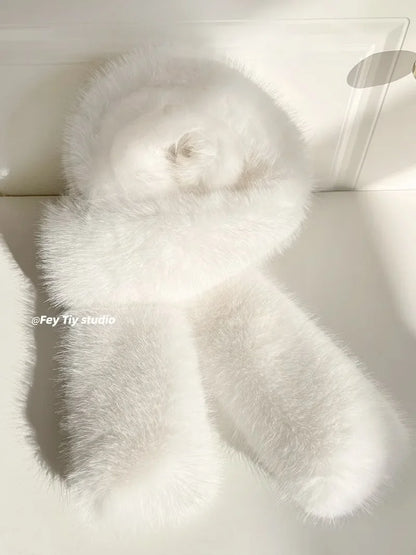 2024 New Winter Imitation Mink Fur Scarf Women Scarf Fluffy Warm Fashion Long Scarf Y2k Girls Europe and America