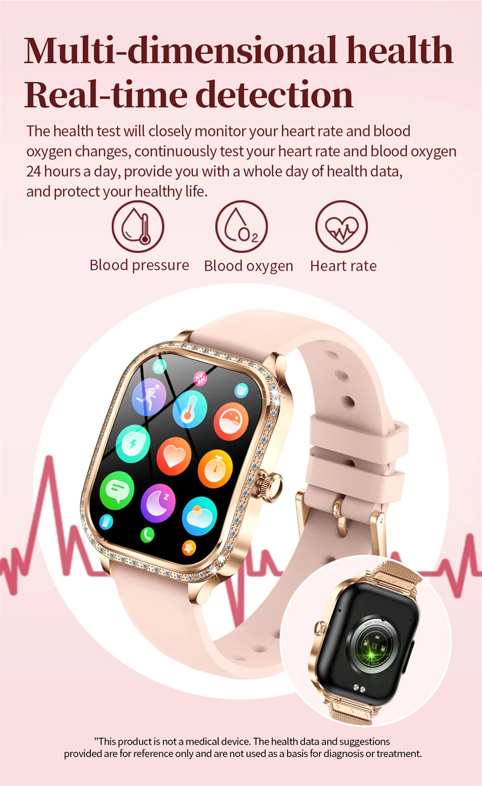 Fashion Women Diamond Watch 1.75 inch 360*360 HD Display Heart Rate Blood Oxygen Monitoring Bluetooth Call Smartwatch 2026 New