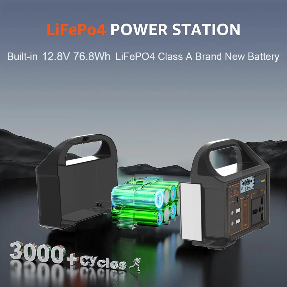 Gaiaray 100W Portable Power Station AC 220V 110V Solar Generator Outdoor Emergency Power Bank 76.8Wh LiFePO4 Battery For Camping