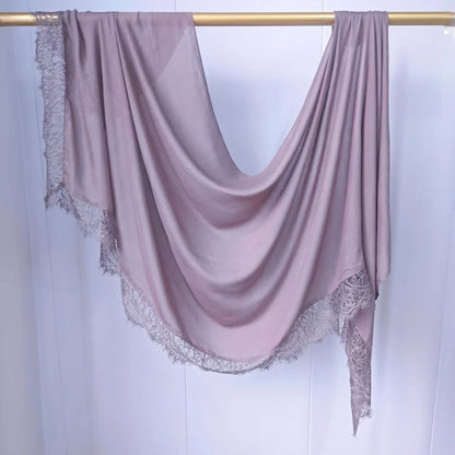 2026 New Rayon Cotton Modal Hijab Scarf Lace Splicing Turban Breathable Women Shawl Cotton Plain Scarf Headscarf Women Hijabs
