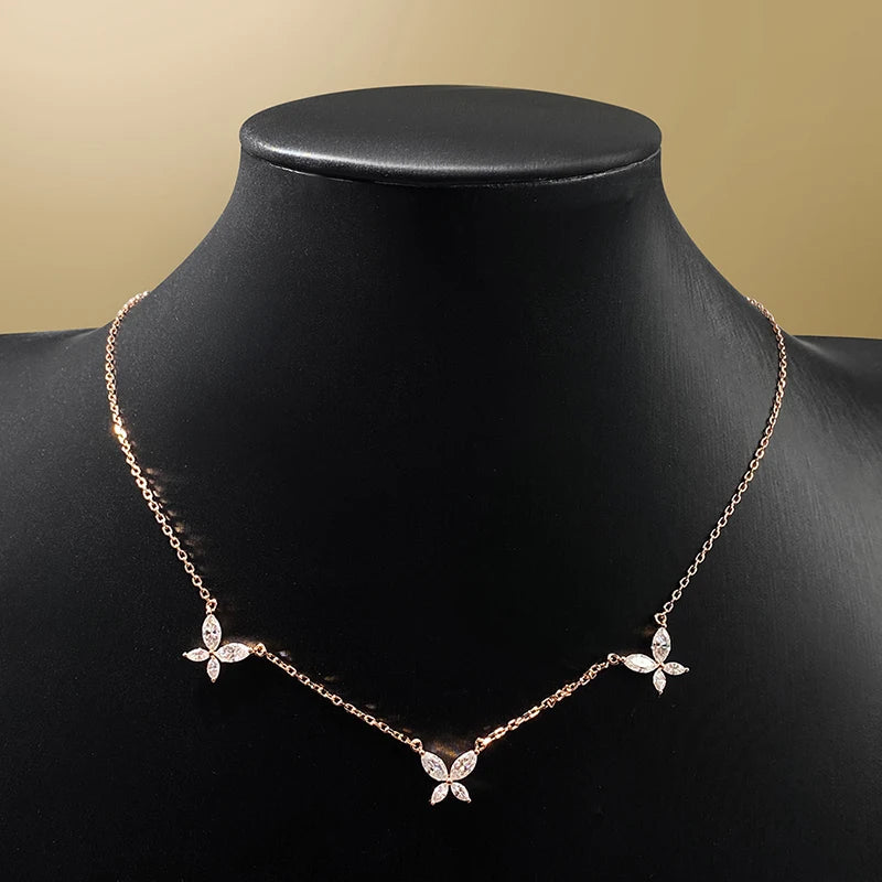 Smyoue 18K Plated Marquise Cut Moissanite Necklace Pendant for Women Girls Gift Lab Diamond Chain 925 Sterling Silver Jewelry