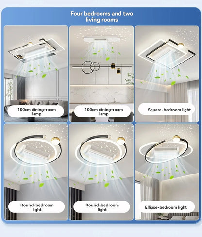 LED Bladeless Fan Light, Living Room Light, Modern Minimalist Smart Remote Control, Master Bedroom Study Ceiling Light 110V/220V