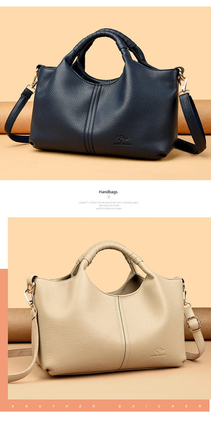 Authentic Leather Tote Bag Luxury Large Capacity Women's Single Shoulder Diagonal Crossbody Bags Fashion Simple Female Handbag