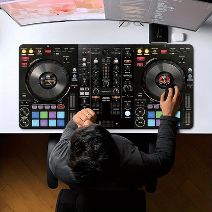 Large Size DJ Mixer Desk Pad 35.4x15.7In Non Slip Smooth Surface Keyboard Mouse Mat For Home Studio Gaming Music Producer With M