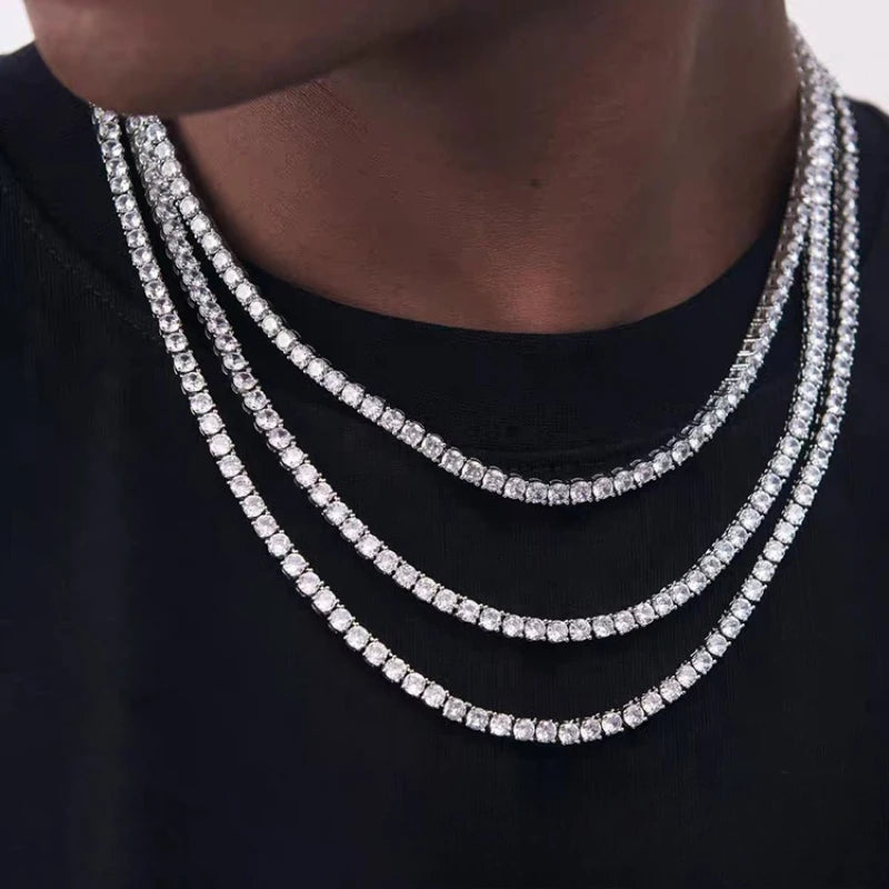 New Moissanite Tennis Necklace 3/4/5/6mm for Women Luxury 925 Sterling Silver Wedding Jewelry Simulated Diamond Pendant Gifts