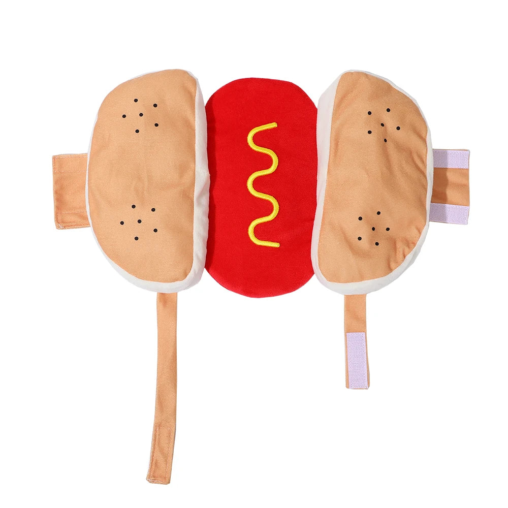 Funny Halloween Dog Costumes Large Small Dogs Cat Hot Dog Shaped Adjustable Pet Clothes Pets Party Costume Suit Bulldog Supplies