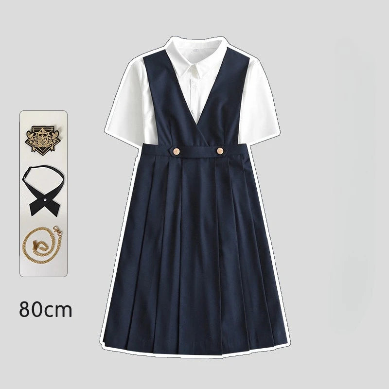 Versatile and Cute School Uniform Skirt JK Uniform Basic Spring Genuine Long Dress Japanese-style Pleated College Style Suit
