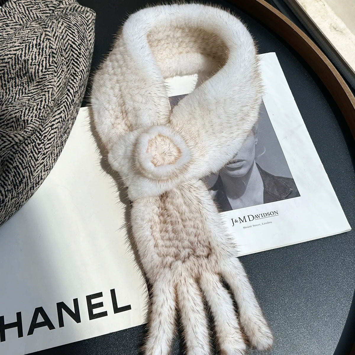Real Mink Fur Warm Scarf For Women Cross Double-sided Style Knitted Design New Fashion Elegant Mink Fur Accessories Scarves
