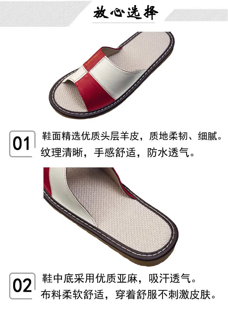 NewLight Luxury Genuine Leather Sheepskin Women's Slippers PVC Rubber Sole Non-Slip Summer Shoes Comfortable Soft Couple Sandals