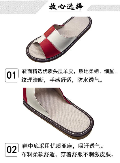 NewLight Luxury Genuine Leather Sheepskin Women's Slippers PVC Rubber Sole Non-Slip Summer Shoes Comfortable Soft Couple Sandals