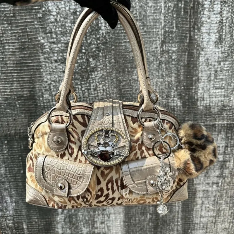 Fashionable Retro Large Capacity Crossbody Bags for Woman Shoulder Bag Leopard Print Purse and Handbag Designer Bag Bolsos Mujer