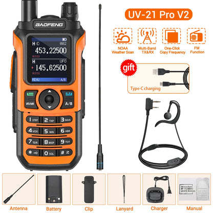 Baofeng UV-21 PRO Walkie Talkie Wireless Copy Frequency 16 KM Long Range TYPE-C V2 Two Way Radio Ham CB Radio UV-5R UV-17