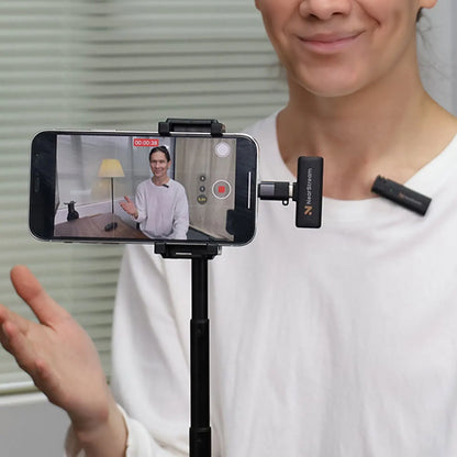 NearStream Wireless Lavalier Microphone for iPhone Android USB C Lightning, 2.4G  Plug Play Lapel Mic with Noise Reverb Mute, 6h Clip-on Mini Mic for Video Vlog  Podcast Interview,Live Streaming
