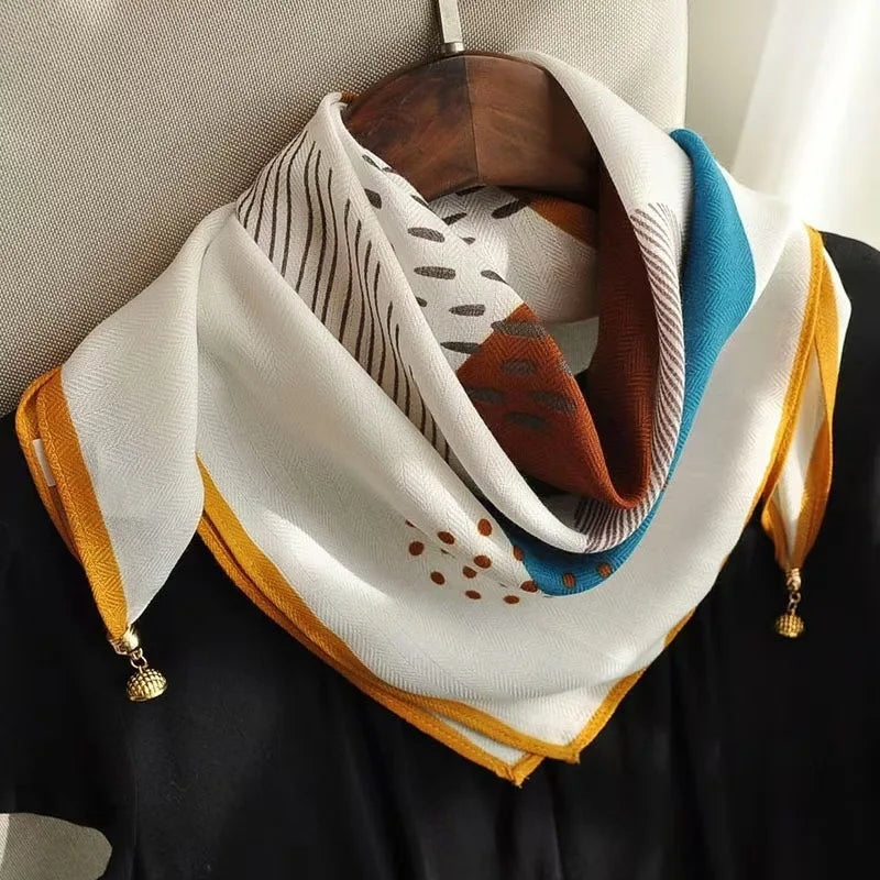 2026 new magnetic buckle silk scarf for women's small square scarf for autumn and winter warmth and cold resistance, fashionabl
