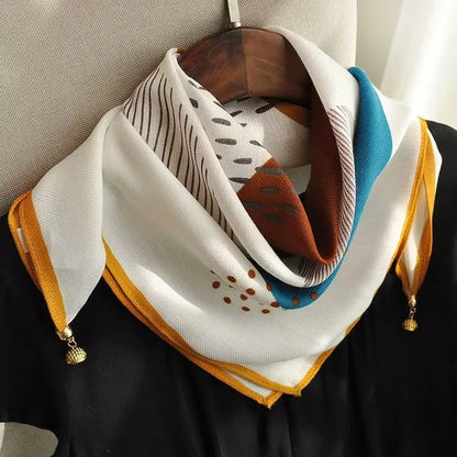 2026 new magnetic buckle silk scarf for women's small square scarf for autumn and winter warmth and cold resistance, fashionabl