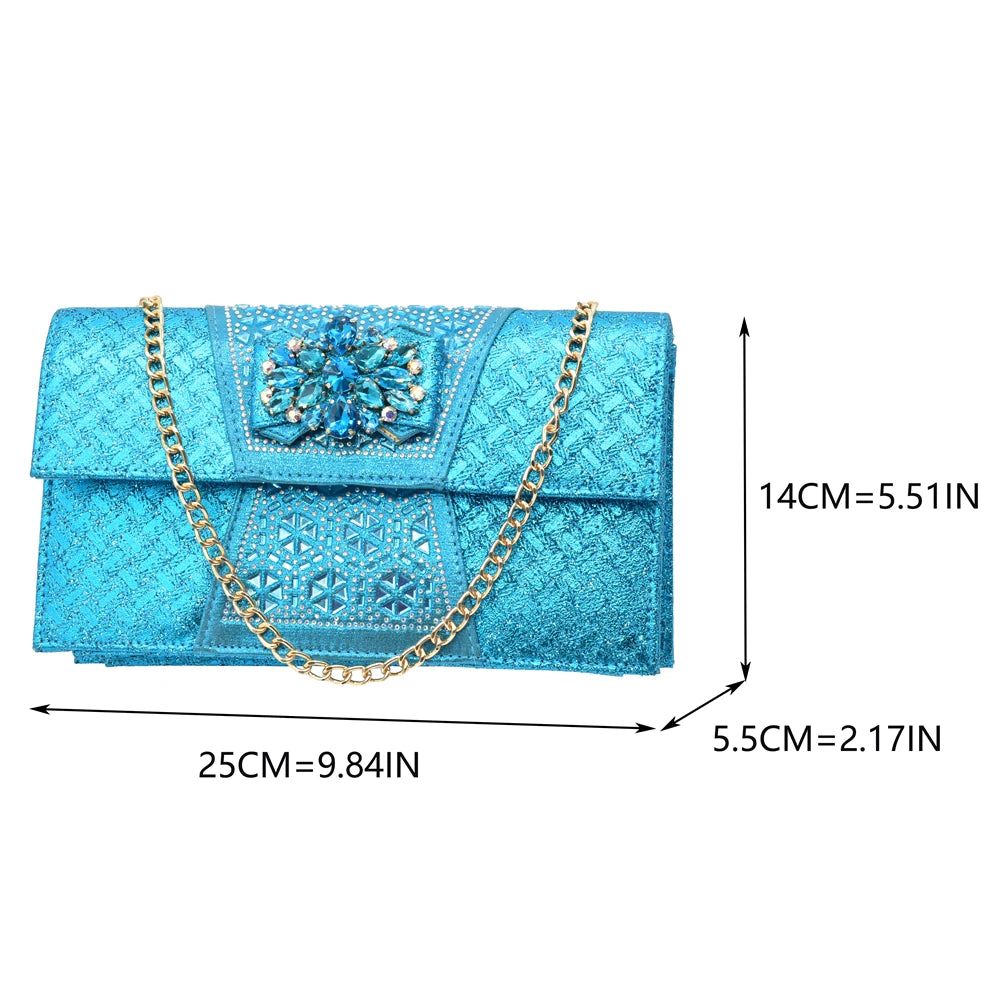 New Design Women Shoes and Bags To Match Set Nigeria Party Italian Shoe and Bag Set for Party in Women Rhinestone Women Pumps