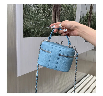 Women Square Handbags 2024 Summer Fashion Chains Crossbody Bags Texture PU Shoulder Bag Elegant Chic Mini Mobile Phone Bags