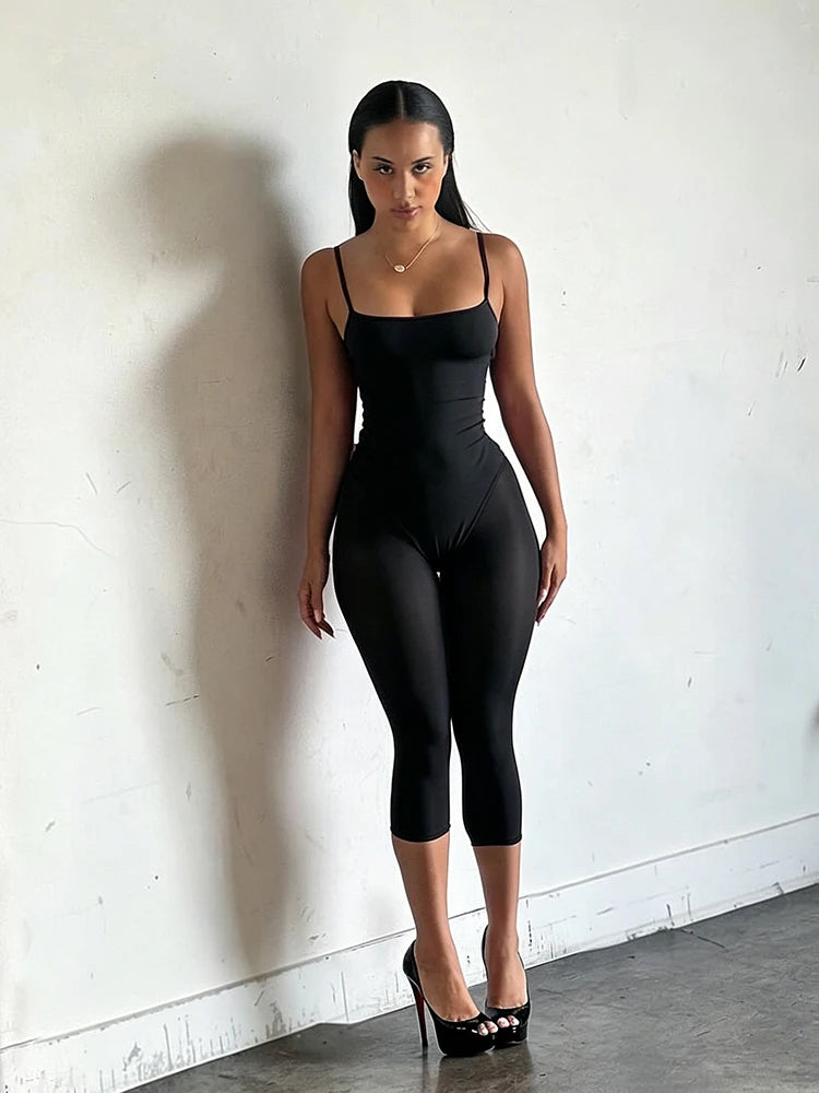 Kliou Sporty Style Sling Playusits Woman Summer Trend Low-Neck Backless Look Slimmer Skinny High Stretch Sexy Fashion Rompers