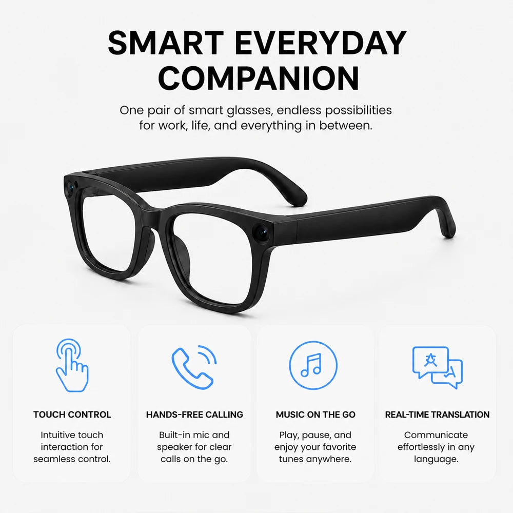 2026 Smart Glasses With AI Voice Assistant AI Voice Wake Up AI Photo Recognition New Intelligent Q&A Interactive Eyewear