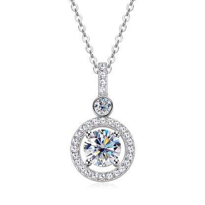 925 Silver Full Moissanite Pendant Necklace Certified 6.5mm D Color Lab Created Diamond Necklace for Women Quality Jewelry Gift