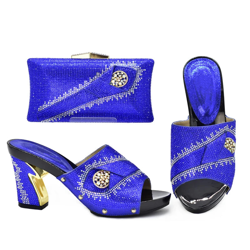 New African Shoes and Bag Set for Party Italian Italian Shoe and Bag Set for Party In Women Summer High Heeled Shoes for Women