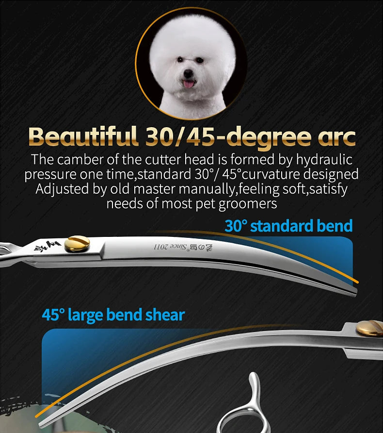 Fenice King Series VG10 Steel 7/7.5/8 Inch Professional Pet Dogs Grooming Scissors Straight Curved Thinnier Chunker Shears Tools