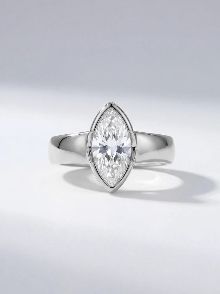 925 Sterling Silver 6*12mm Shining Glossy Marquise Zircon Ring for Women Engagement Wedding Luxury High Quality Fine Jewelry