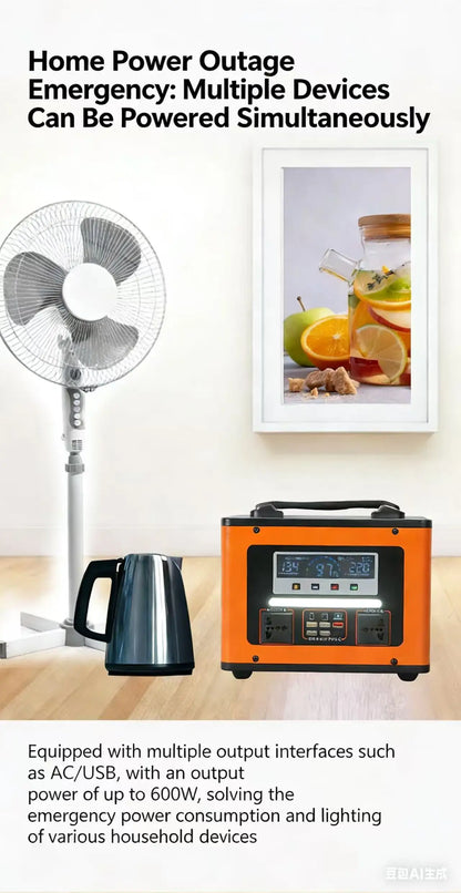 New  600Wh LiFePO4 220V High Power Portable Power Station 40AH Solar Outdoor Mobile Power Supply Home Emergency Energy Storage
